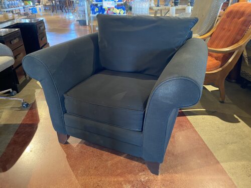 Extra Large Black Armchair with Rolled Arms