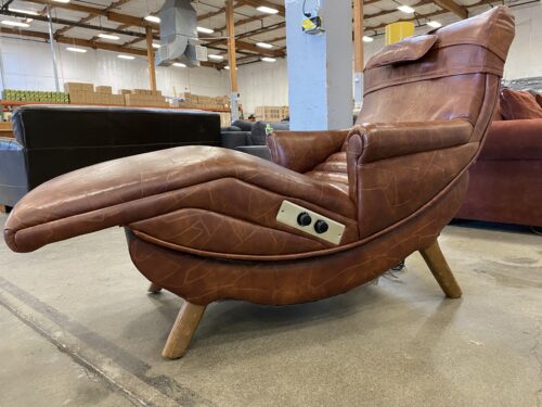 CONTOUR CHAIR LOUNGE CO. Leather Patchwork Chaise Massage Lounger