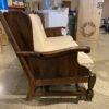 Antiqued Pine Old Tavern Frame Three Seater Sofa with Off White Cushions
