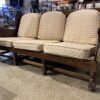Antiqued Pine Old Tavern Frame Three Seater Sofa with Off White Cushions