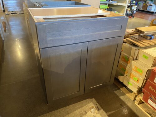 30" Wide Double Door One Drawer Cabinet - Weathered Brown