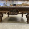Ornate Wooden Coffee Table with Stone Top