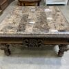 Ornate Wooden Coffee Table with Stone Top