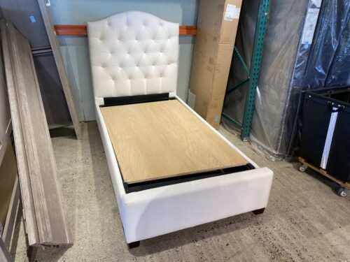POTTERY BARN KIDS White Tufted Upholstered Twin Bed