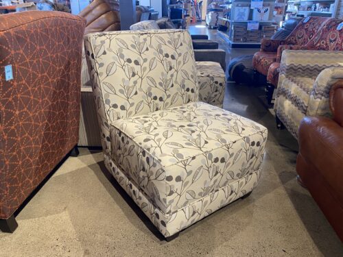 Off White Armless Chair with Leaf Print