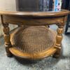 Glass Oval Two Tier Coffee Table w/ Bottom Rattan