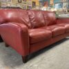 NATUZZI Red Leather 3 Seater Sofa