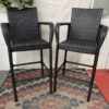 Tall Dark Brown Wicker Outdoor Chairs (Set of 2)