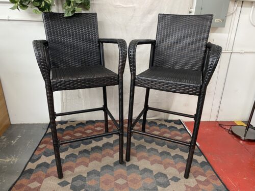 Tall Dark Brown Wicker Outdoor Chairs (Set of 2)