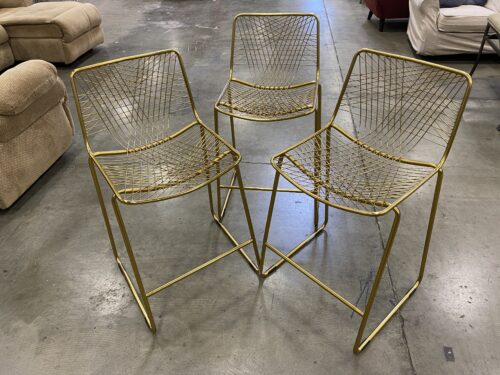 CB2 Alpha Brass Metal Counter Stool (Set of 3)