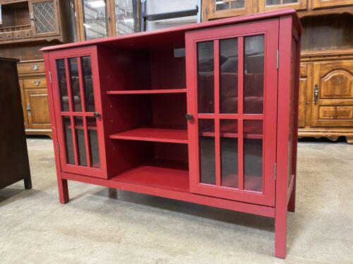 Crimson Adjustable Shelf Cabinet with Glass Doors
