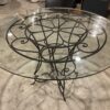 Flower Swirl Glass Top Wrought Iron Dining Table