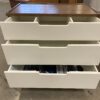 Small 3 Drawer Walnut Finished Dresser with Marshawn Lynch Drawer Liner