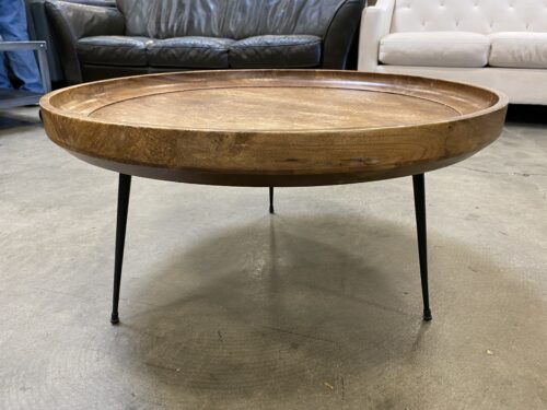 Mango Wood Bowl Table with Steel Legs