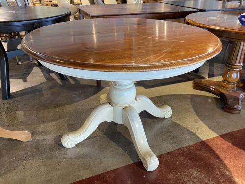 2-Tone Country Cream Pedestal Dining Table
