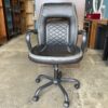 Black and Grey Quilted Swiveling Office Chair