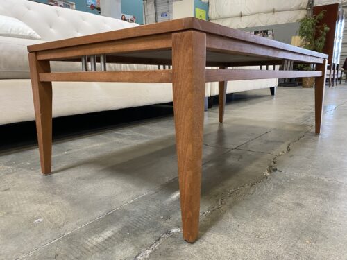 Vintage Mid-Century Modern Low Coffee Table with Metal Accents