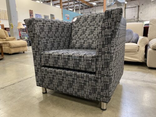 JOHN SAVOY AND SONS Dark Grey Geometric Design Arm Chair with Flared Arms