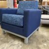 JOHN SAVOY AND SONS Blue Herringbone Fabric Accent Chair