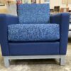 JOHN SAVOY AND SONS Blue Herringbone Fabric Accent Chair