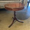 Vintage Leather Top Pedestal Table w/ Gilt Trim