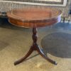 Vintage Leather Top Pedestal Table w/ Gilt Trim