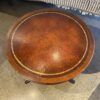 Vintage Leather Top Pedestal Table w/ Gilt Trim