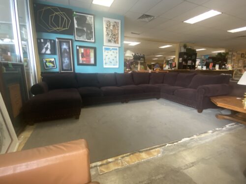 ROBERT MICHAEL Purple Microfiber U-Shape Sectional w/ Nailhead Trim