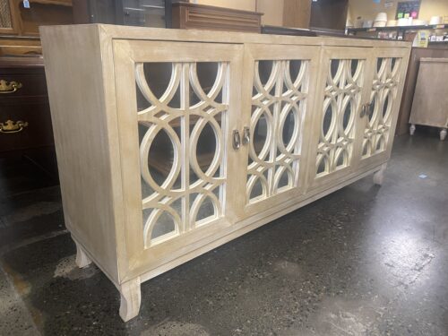 Natural Wood Mirrored Credenza