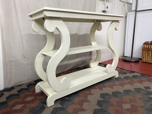 Distressed White 3-Tier Wooden Console Table