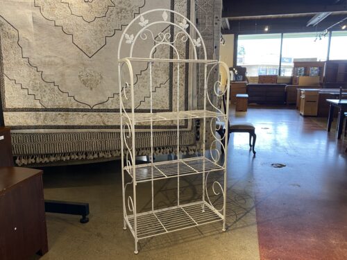 Crisp White Metal Shelf w/ Leaf Detail