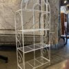 Crisp White Metal Shelf w/ Leaf Detail