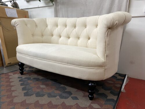 PIER 1 IMPORTS Rolled Arm Tufted Cream Loveseat