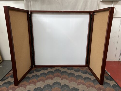 Cherry Stained Conference Cabinet w/ White & Bulletin Boards