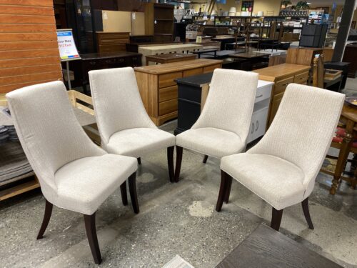 Cream Upholstered Armless Dining Chairs (Set of 4)