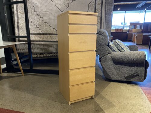 IKEA Slim Blonde Dresser w/ Vanity Mirror Top