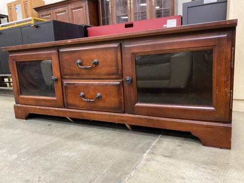 54" TV Stand with Glass Cabinet Doors