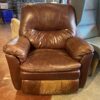 Plump Brown Leather Manual Recliner Armchair