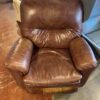 Plump Brown Leather Manual Recliner Armchair