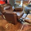 Plump Brown Leather Manual Recliner Armchair