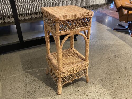 Petite Square Natural Wicker Accent Table