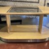 Rolling Oval Glass Top Display Table