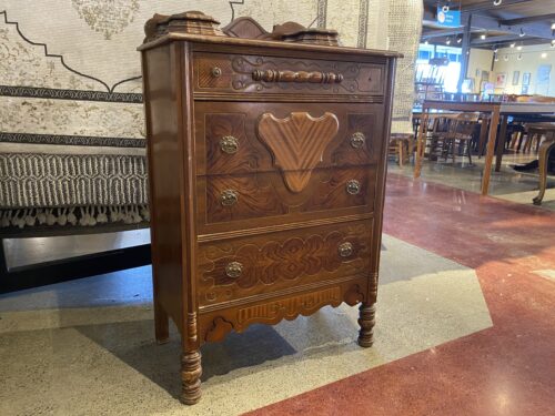 Unique Vintage Walnut Dresser w/ Top Storage