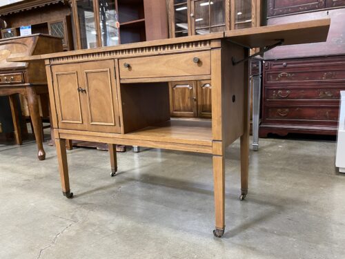 Vintage Mid-Century Modern Dining Cart with Drop Leaf top and Wheels