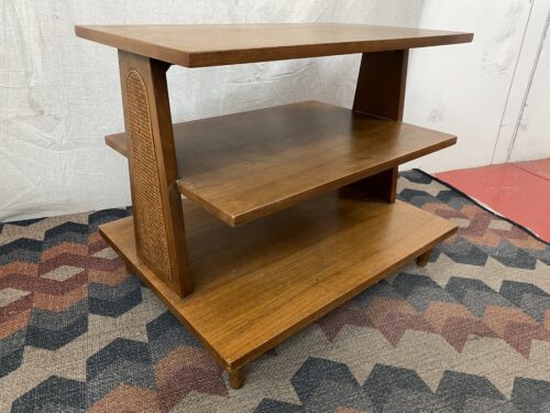 Vintage Wooden Accent Table w/ Rattan Sides