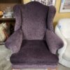 Dark Purple Wing Back Armchair w/ Wooden Claw Feet
