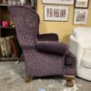 Dark Purple Wing Back Armchair w/ Wooden Claw Feet