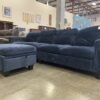 BELFFIN  Blue Velvet Modular Sofa with Ottoman