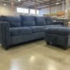 BELFFIN  Blue Velvet Modular Sofa with Ottoman