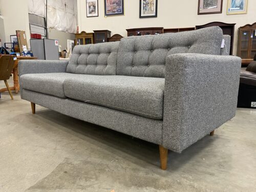 ALBANY  MCM Dark Grey Woven Pebble 3 Seat Sofa